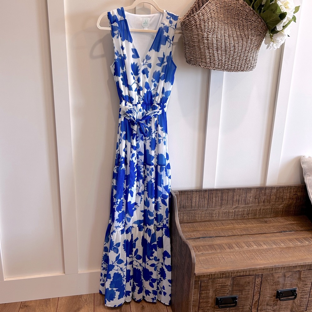 Blue and White Maxi Dress
